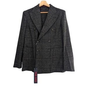 NWT The GIGI Italian Unstructured Wool Blazer Double Breasted IT 48 US 38 Gray
